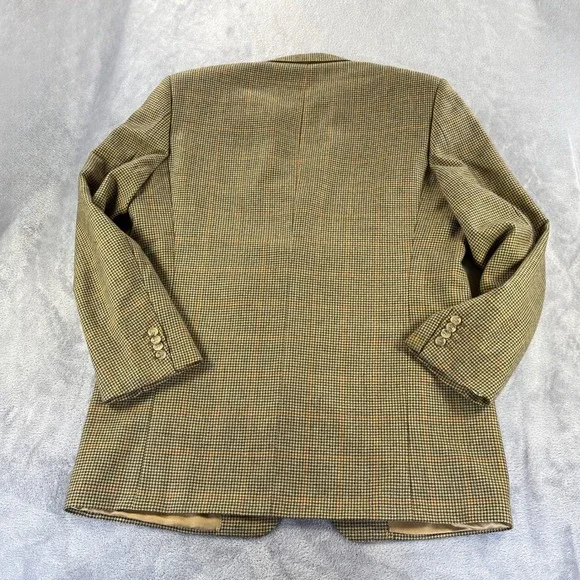 Corneliani Mens 42L US Blazer Jacket Virgin Wool Extrafine Brown Houndstooth VTG
